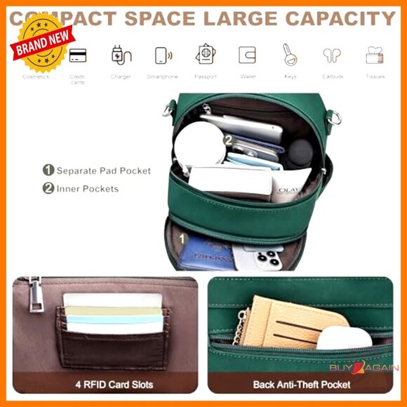 Mini Vegan Leather Backpack Purse with RFID Blocking & Tablet Pocket